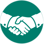 Handshake icon representing partnership