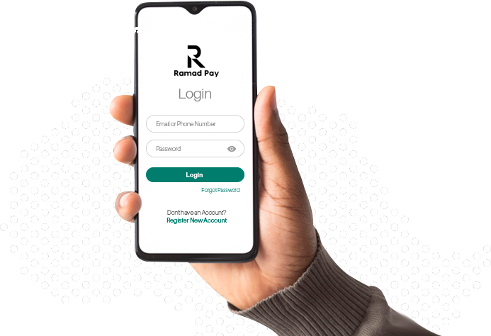 Illustration of Ramad Pay's remittance services on a mobile phone